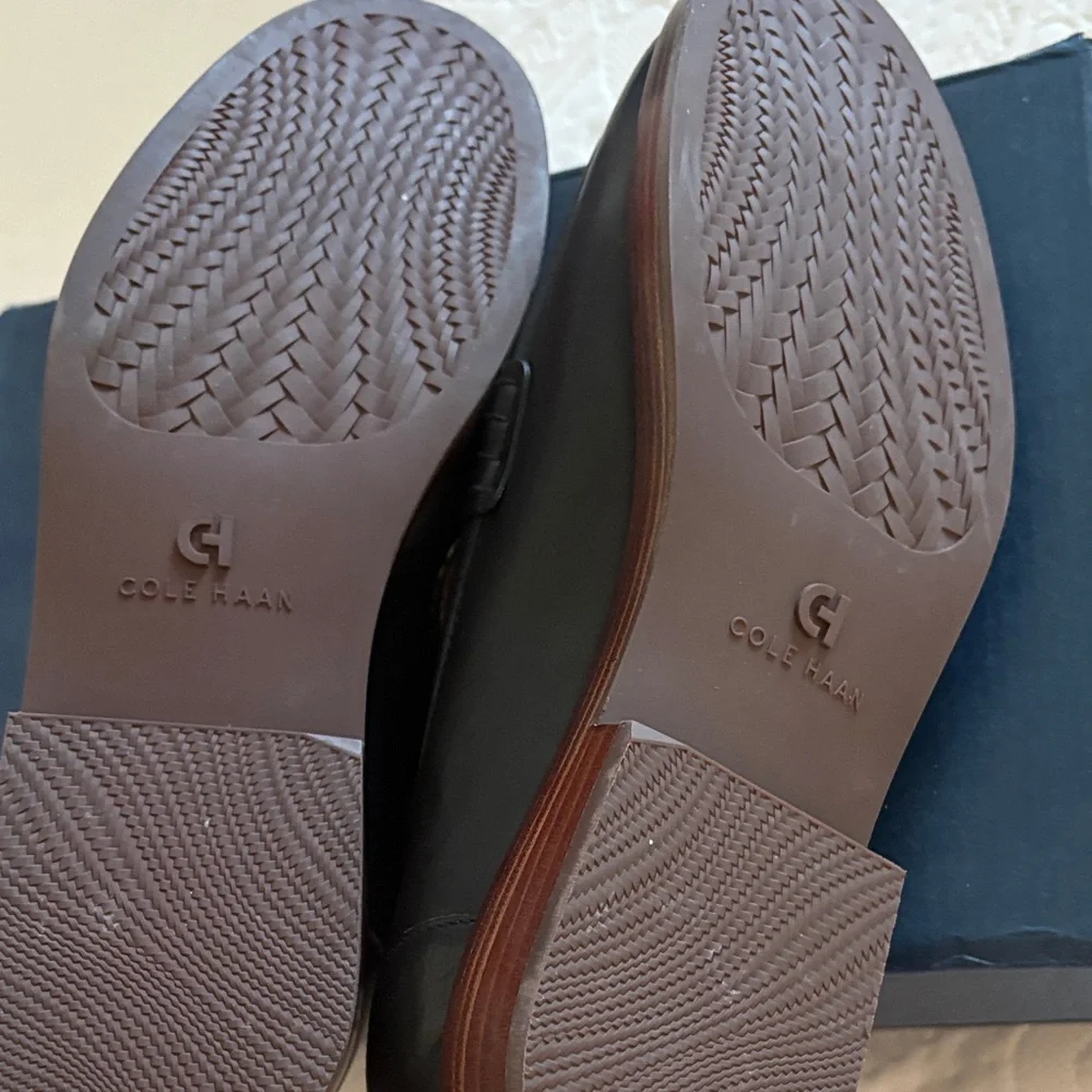 Cole Haan Christyn Black Leather Loafers with Brown Sole - Picture 3 of 7